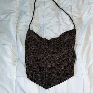 Sparkly Tie Swoop-neck/ Low back Top
